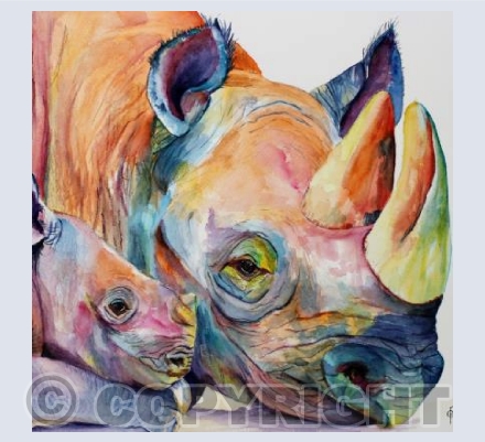 RAINBOW RHINO AND BABY