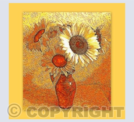 Sunflowers on yellow