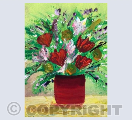 Flowers in red jug