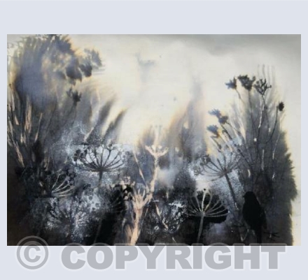 Blackbird on Seed Heads