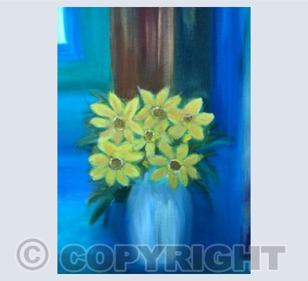 Daffodils in white vase