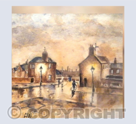 a rainy day in a northern town