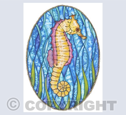 Seahorse silk painting