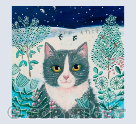 Snow cat Christmas card