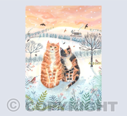 Winter cats Christmas card