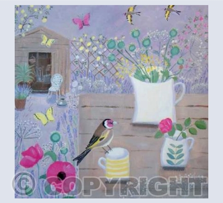 Garden Table with Goldfinch
