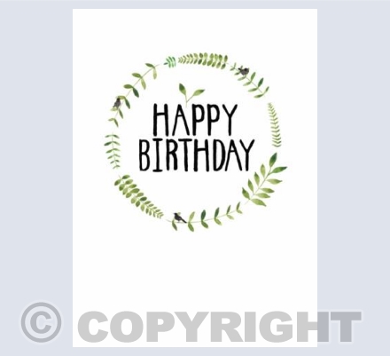 Simple Watercolour Birthday Floral Wreath.