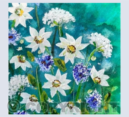 Wild Flowers Blue and White