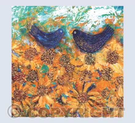 Blue Birds and Sunflowers