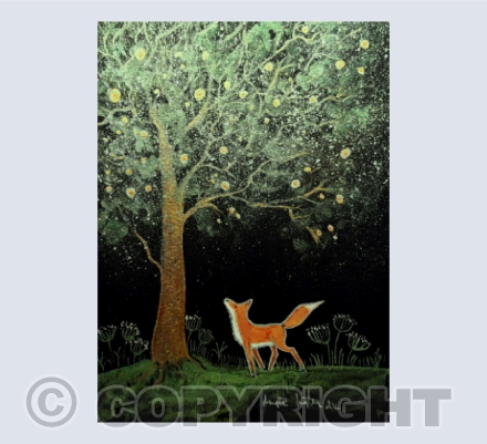The Fox and the May Tree watercolour