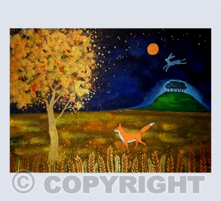 Golden harvest Moon card