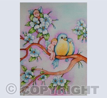 Blossom Fairies and Bluebirds