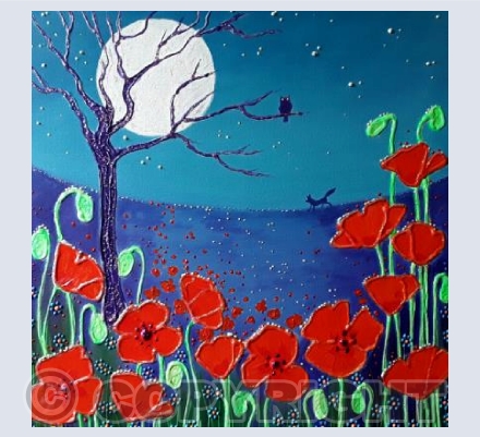 Moonlight on the wild poppies
