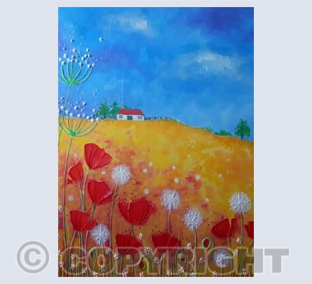 Poppies and Dandelion Puffs