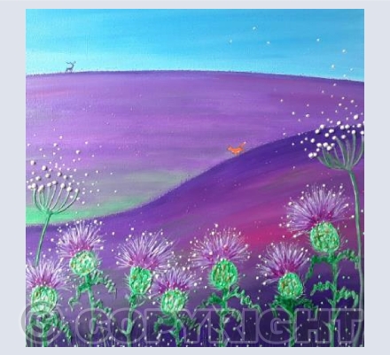 Scottish Thistles and Heather