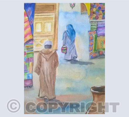 Greetings card . 'Going to the Souk@