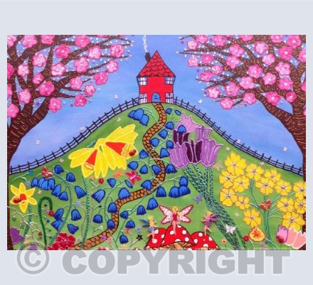 Red House On The Hill In Spring