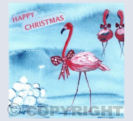 Flamingo Christmas Snow
