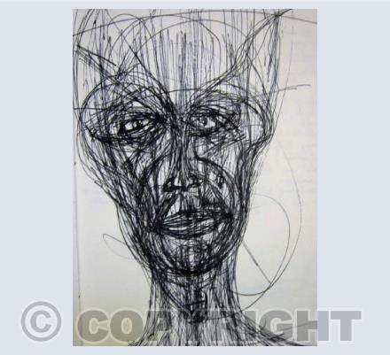 Face 2, black in drawing