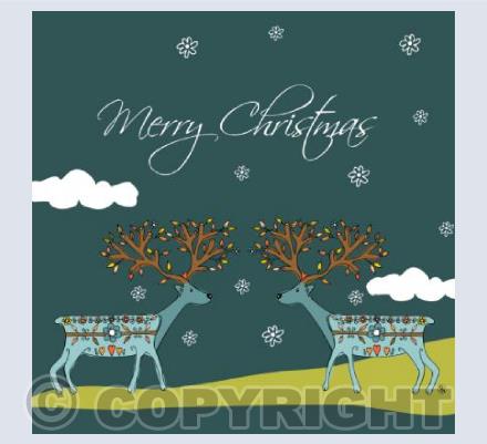 Two Reindeers Watching Snow