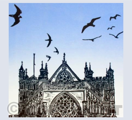 Exeter Cathedral with birds