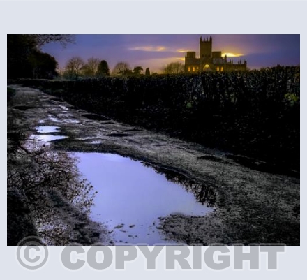 Wells Cathedral at Night from Tor Woods
