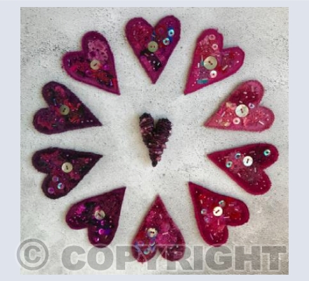 Pink and purple hearts