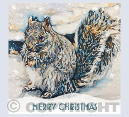 Squirrel in the snow christmas card