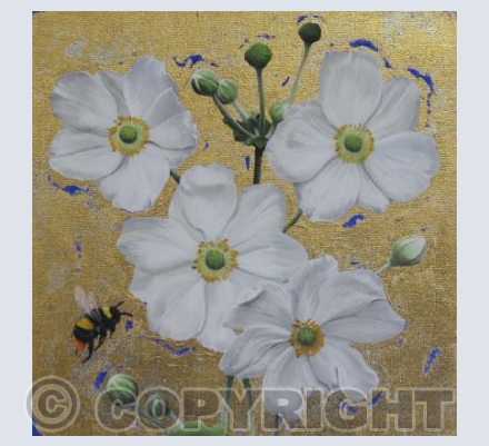 Japanese Anemones & Bumblebee