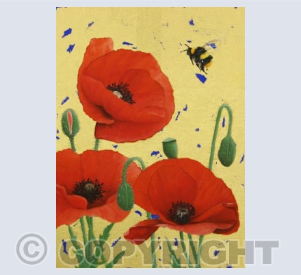 Early Bumblebee & Poppies
