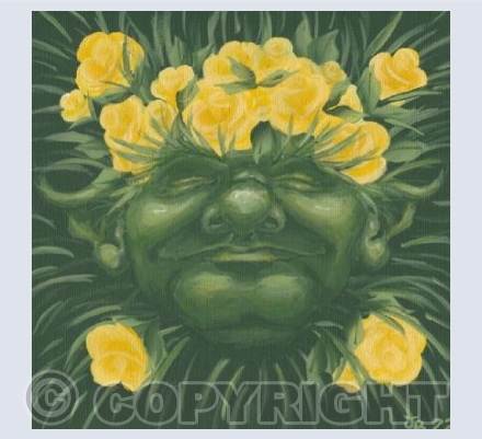 Green Man with Yellow Roses