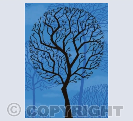 Winter Trees on Blue