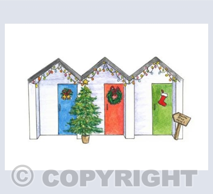 Christmas beach huts card