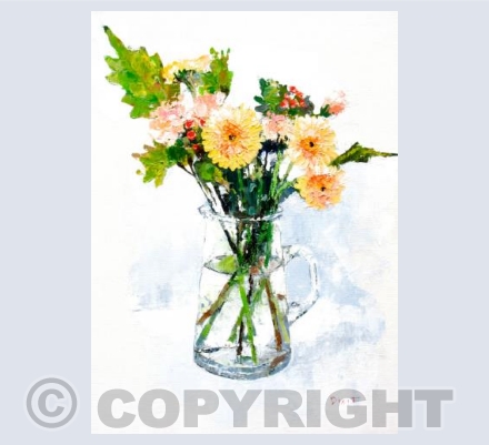 Gerberis in Glass Jug