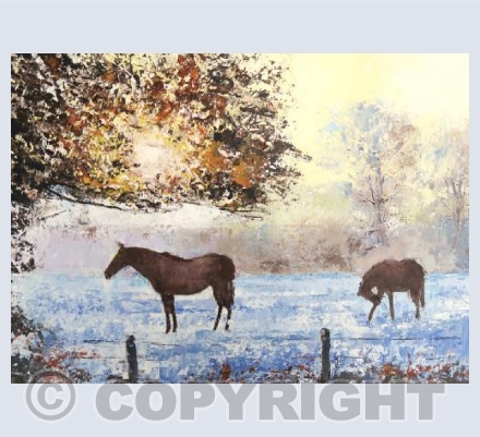Winter Morning with Ponies