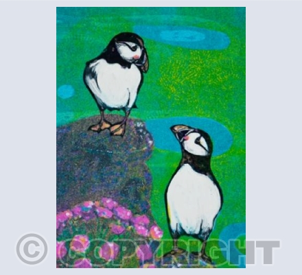Puffins and Sea Pinks