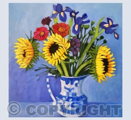 Sunflowers in the Masons Jug