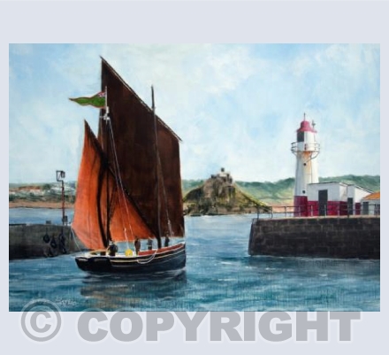 Cornish Lugger 'Happy Return' Leaving Newlyn Harbour