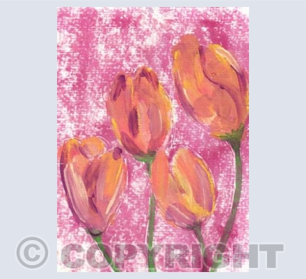 Mono Print Bright Tulips