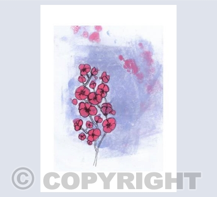 Mono Print Blossoms