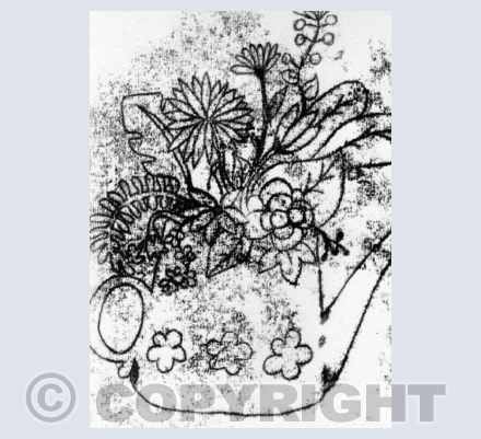 Mono Print Flower Teapot