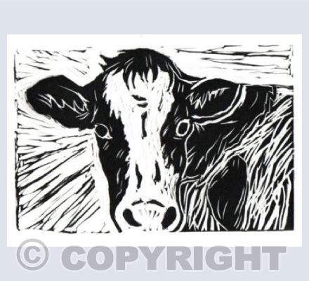 Cow Lino Print
