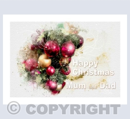 Baubles Watercolour Christmas Mum and Dad