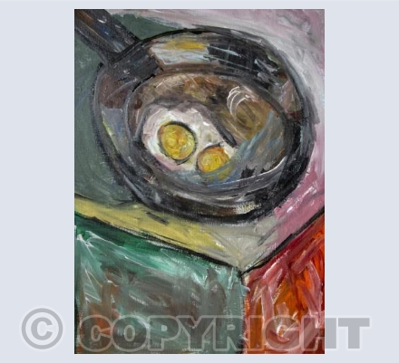 Fried eggs in a pan