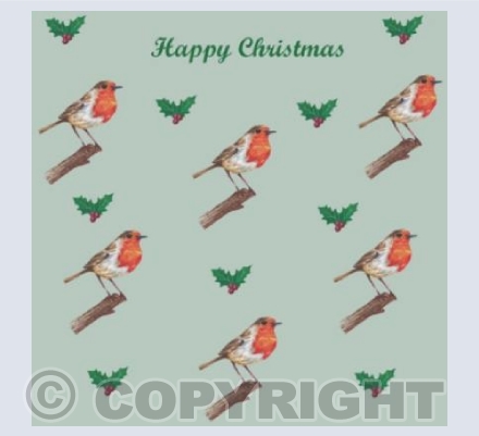 Festive Robin and Holly