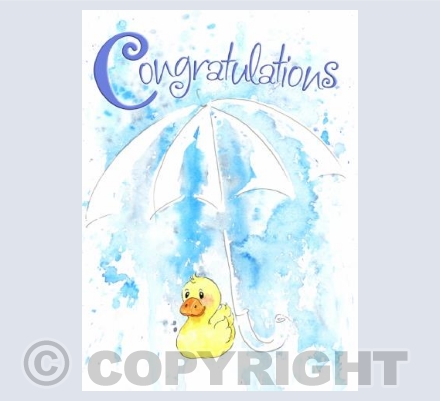 BABE004 blue umbrella with duck