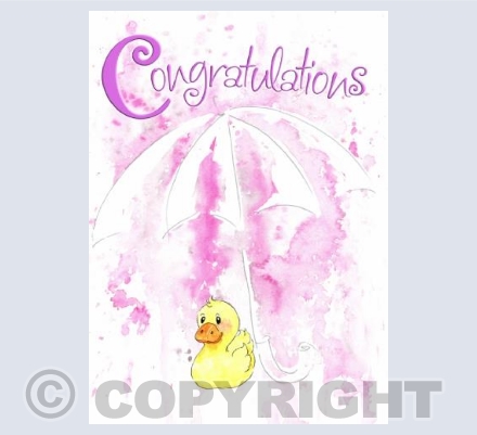 BABE005 Umbrella and duck in  pink 