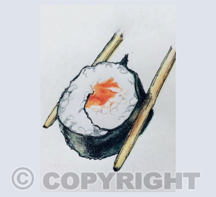 Sushi on chopsticks