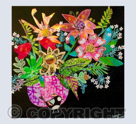 Vase of Flowers on Black