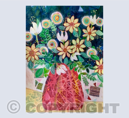 Red Vase of Flowers